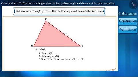Construct a triangle, given its base, a base angle & sum of other two sides.|Part 1/2|English|Class9