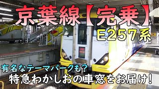 JR完乗！【京葉線】蘇我駅→東京駅間　有名テーマパークをはじめショッピングも楽しめるスポットが点在！快走する特急わかしおのアナウンスや、東京湾の風景などE257系の車窓の景色をお楽しみ下さい！