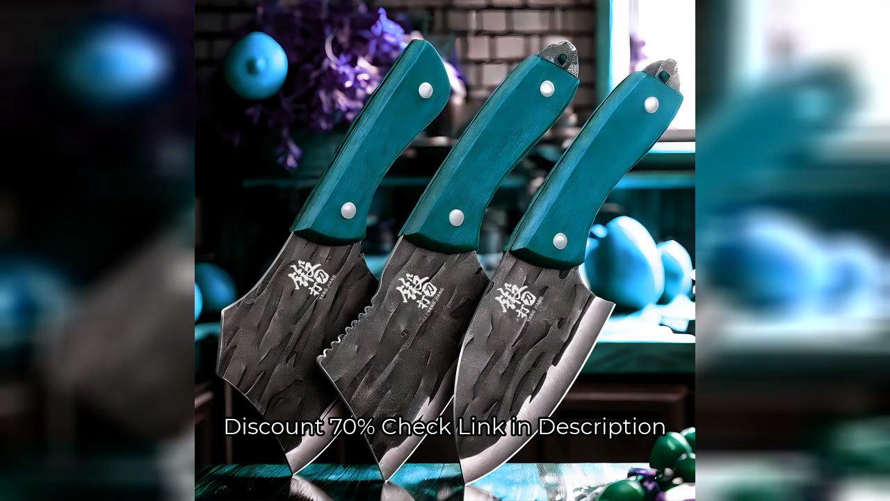 3-Piece Multi-Purpose Kitchen Knife Set - Serrated Utility Knives for Meat and Vegetable Slicing, gi