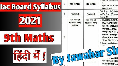 Jac Board 9th Maths Syllabus 2021|By Jawahar Sir