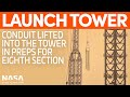 Electrical Conduit Lifted Into Launch Tower | SpaceX Boca Chica