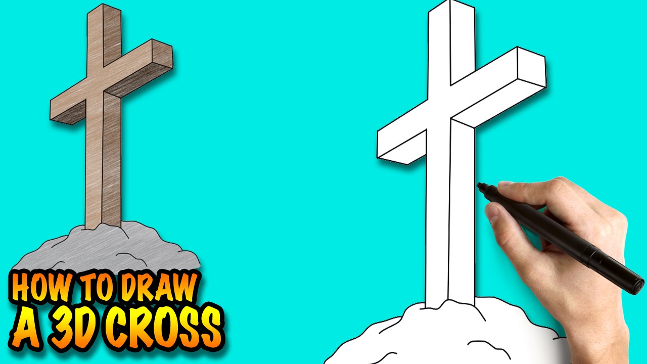 How to draw a 3D Cross - Easy step-by-step drawing lessons ...