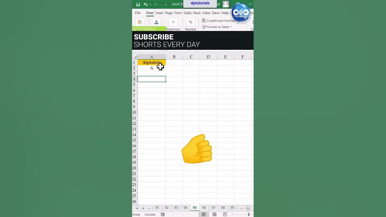 Excelshort95 easy trick to generate alphabets a to z in excel youtube