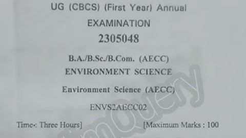 SPU Environment Science AECC (ENVS2AECC02) 1st Year 2023 Question Paper // 1st Year Question Paper