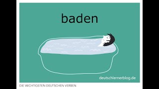 baden | Konjugation, Bedeutungen &amp; Beispiele | 200 deutsche Verben (020/200)