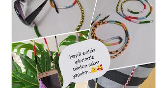 Kolay anlatımlı ip sarma telefon askısı yapımı/gözlük ipi yapımı/Easy phone hanger making #diy