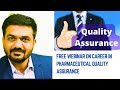 Free webinar on Pharmaceutical Quality Assurance 