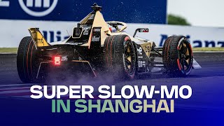 All the action at the final chicane... in SUPER slow-mo! 🤩 | Shanghai E-Prix