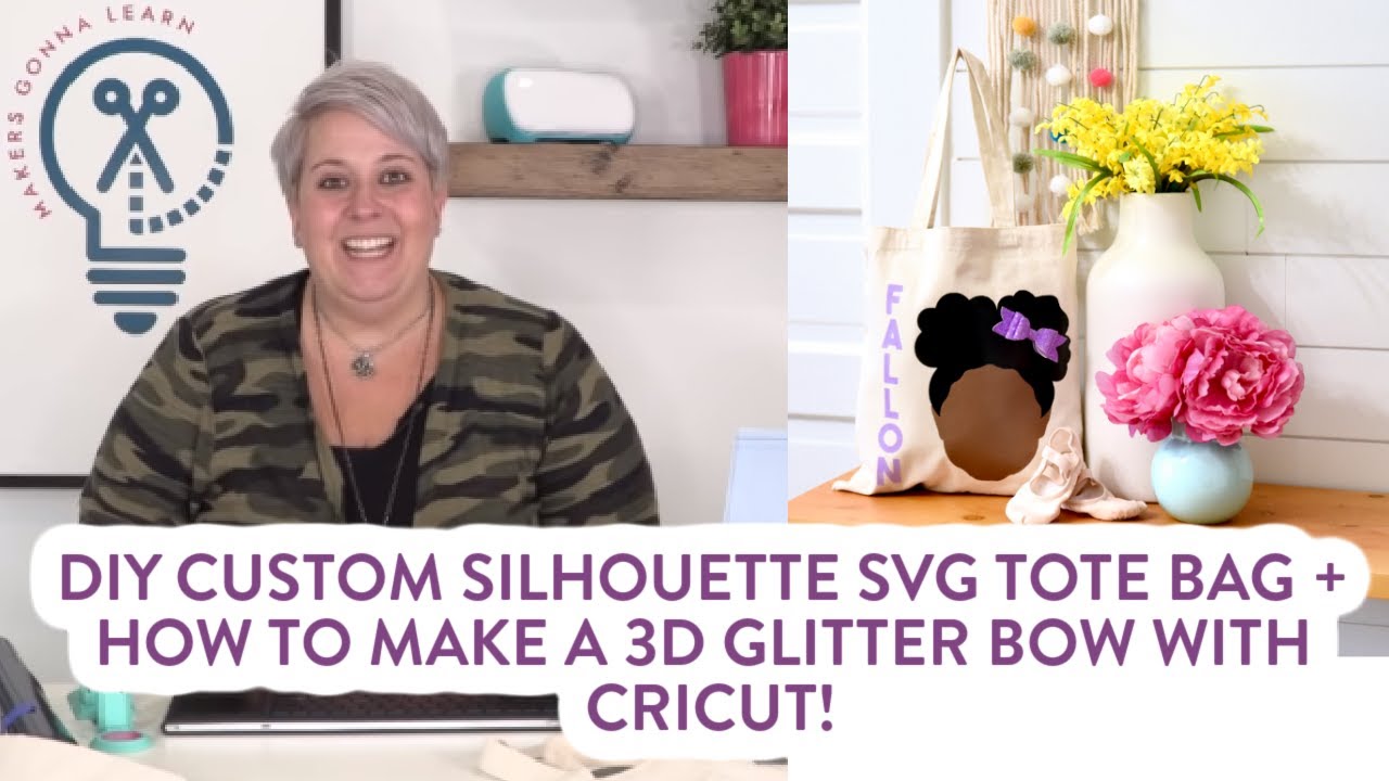 Download Diy Custom Silhouette Svg Tote Bag How To Make A 3d Glitter Bow With Cricut Youtube
