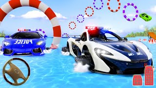 Beach Water Surfer Police Car Stunt Racing - Racing Rescue Car | Android Gameplay screenshot 1