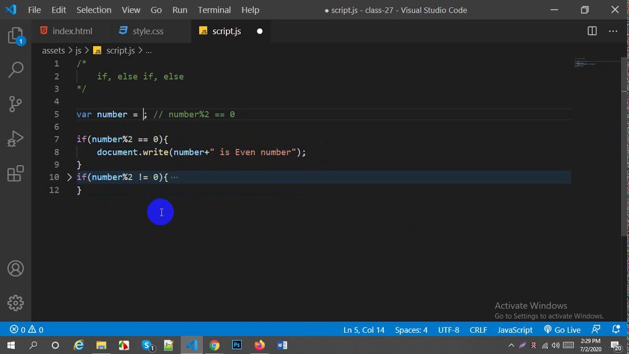 Responsive Web Design || JavaScript Part 18 || if, else if, else - YouTube