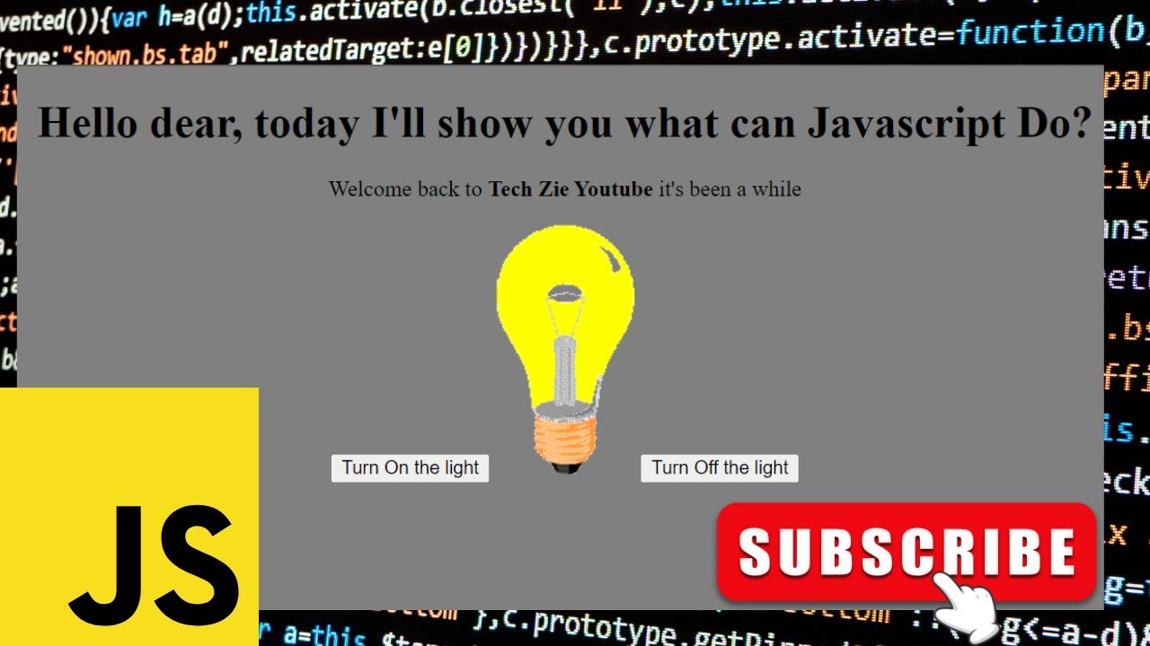 Javascript Tuto | How to turn on and turn off the light |Tech-Zie - YouTube