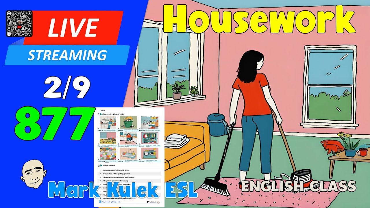 9 Phrasal Verbs for Housework | Live Stream English Class #877 with ...