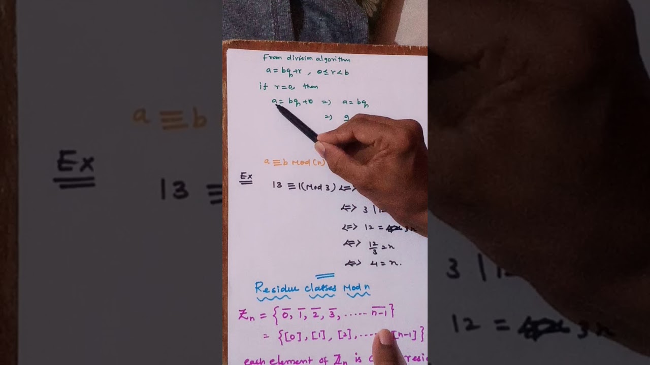 definition of a divides b a congruent b mod n residue