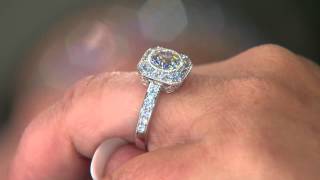 Epiphany Diamonique 2.10cttw Bezel Set Halo Ring with Carolyn Gracie