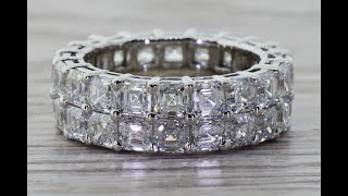 Double Row Square Emerald Cut Diamond Eternity Ring in Platinum