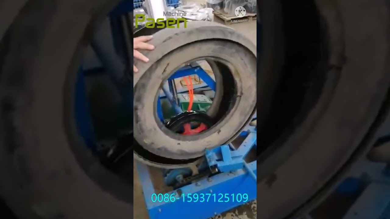 Big old tire cutting machine video