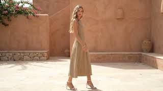 PRETTYGARDEN Women's Summer Pleated Midi Dress | Sleeveless A-Line Knit Work & Wedding Guest Outfits screenshot 4