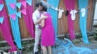 Baby Gender Reveal Party Silly String Surprise...with a lot of excitement!