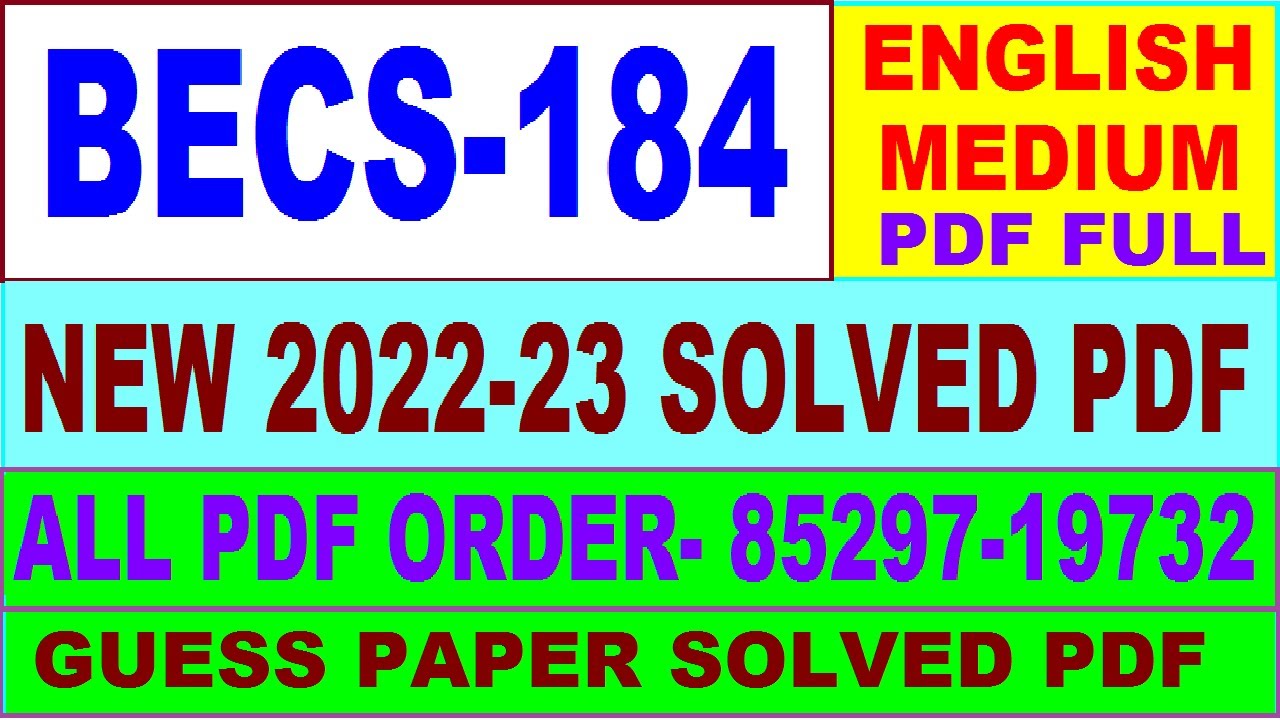 becs 184 solved assignment pdf download