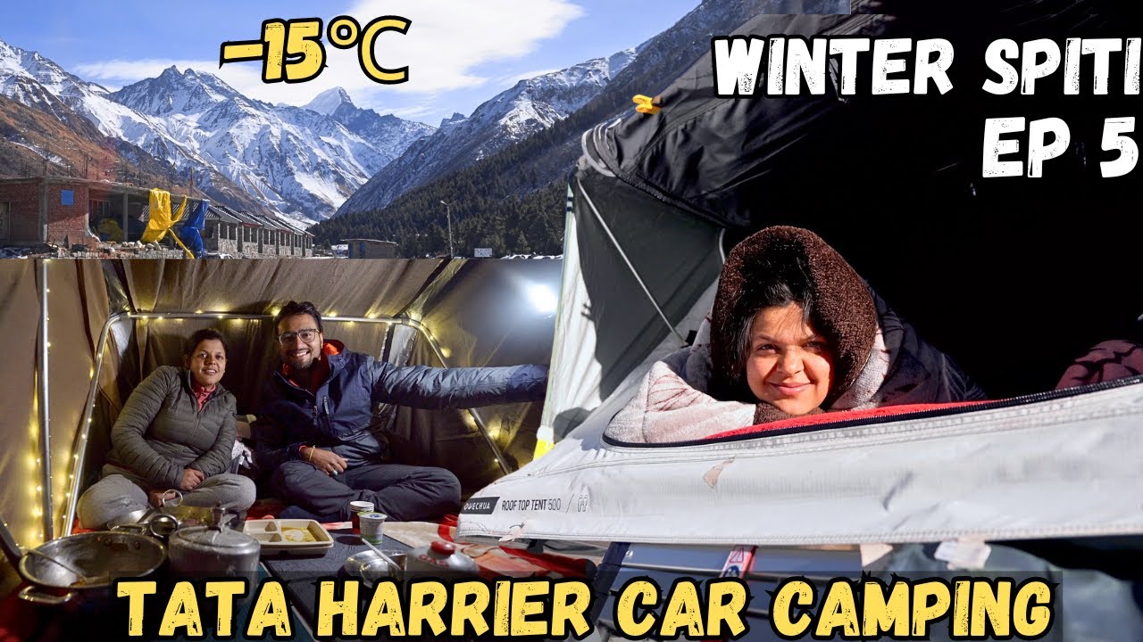 Winter camping in -15℃ with high Pressure Winds in SPITI VALLEY⎜EP 5⎜ HARRIER@Himachali_traveller
