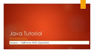 Celebrity Java Tutorial - Session 15 - Bitwise AND Operator in Java with Example Profile