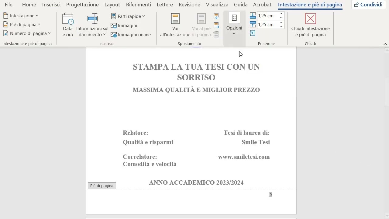 4 - Come impostare la numerazione delle pagine per la tua tesi Smile Tesi