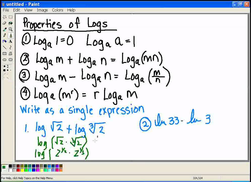 Properties of Logs - Simplify Expression - YouTube