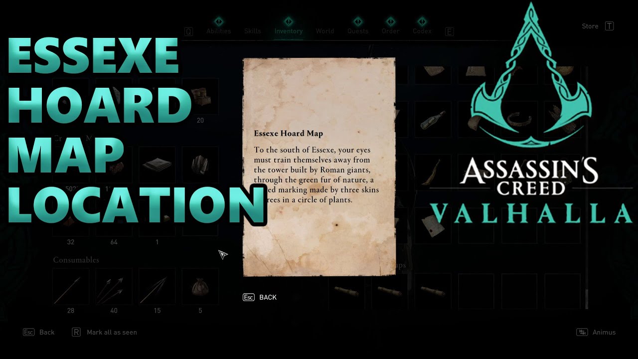 Essexe Hoard Map Treasure Location Assassins Creed Valhalla Youtube