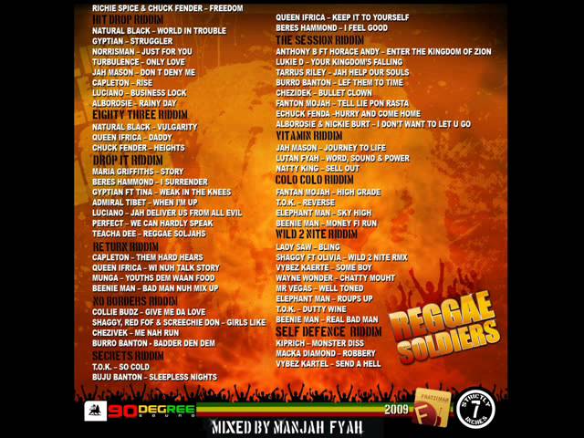 REGGAE SOLDIERS Mixtape - 90 DEGREE SOUND - Mixed by MANJAH FYAH class=