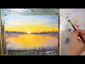 SUNSET OVER THE RIVER acrylic paints. How to draw. Video tutorial🥰