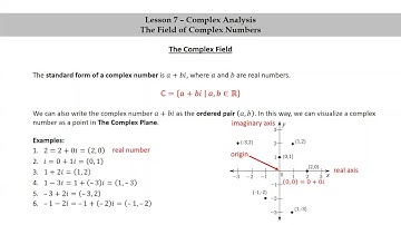 Pure Math - Lesson 7 - Complex Analysis - Part 2 - The Field of Complex Numbers