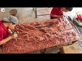 Đục bức Tranh gỗ Bát Mã gỗ hương Khổ Lớn- Carve 8 horses in a giant piece of wood - Âu Lạc 15