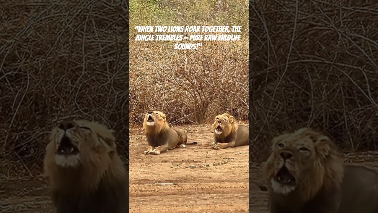 “Two Lions Roaring Loudly in the Wild 🦁 Epic Wildlife Sound!”