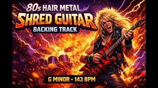 80s Hair Metal Shred Guitar Backing Track in G Minor (143 BPM) | High-Energy Lead Jam
