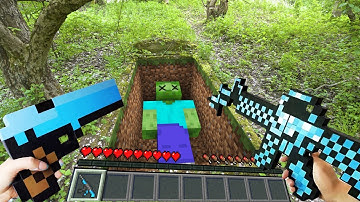 Minecraft in Real Life POV ZOMBIE in GRAVE Realistic Texture