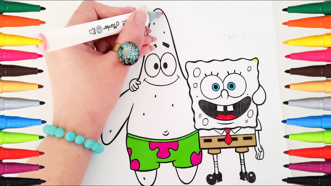 Let's color SpongeBob together🎨|Coloring with children and toddlers👶🧒 ...