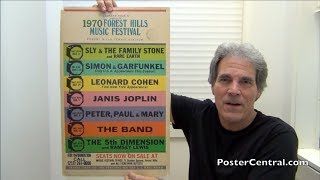 Forest Hills Music Festival Window Card Janis Joplin, Simon Garfunkel