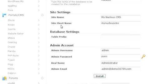 How to install Nucleus from Softaculous
