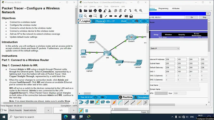 13.1.10 Packet Tracer - Configure a Wireless Network