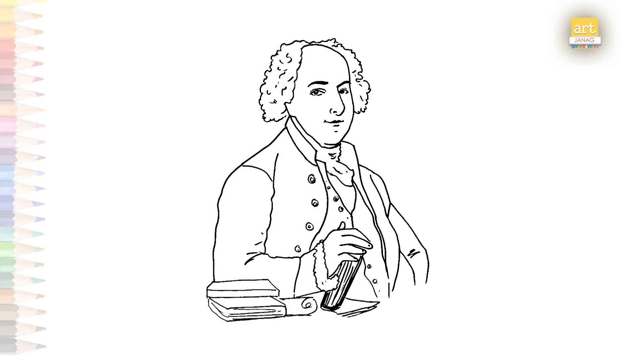John Adams drawing | Portrait sketches easy | How to draw John Adams ...