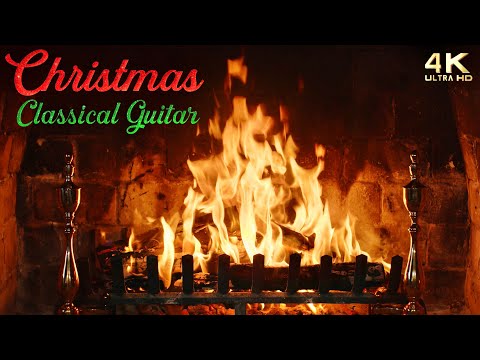 Christmas Fireplace w/ Relaxing Classical Guitar Christmas Music 🔥 Christmas Fireplace Ambience
