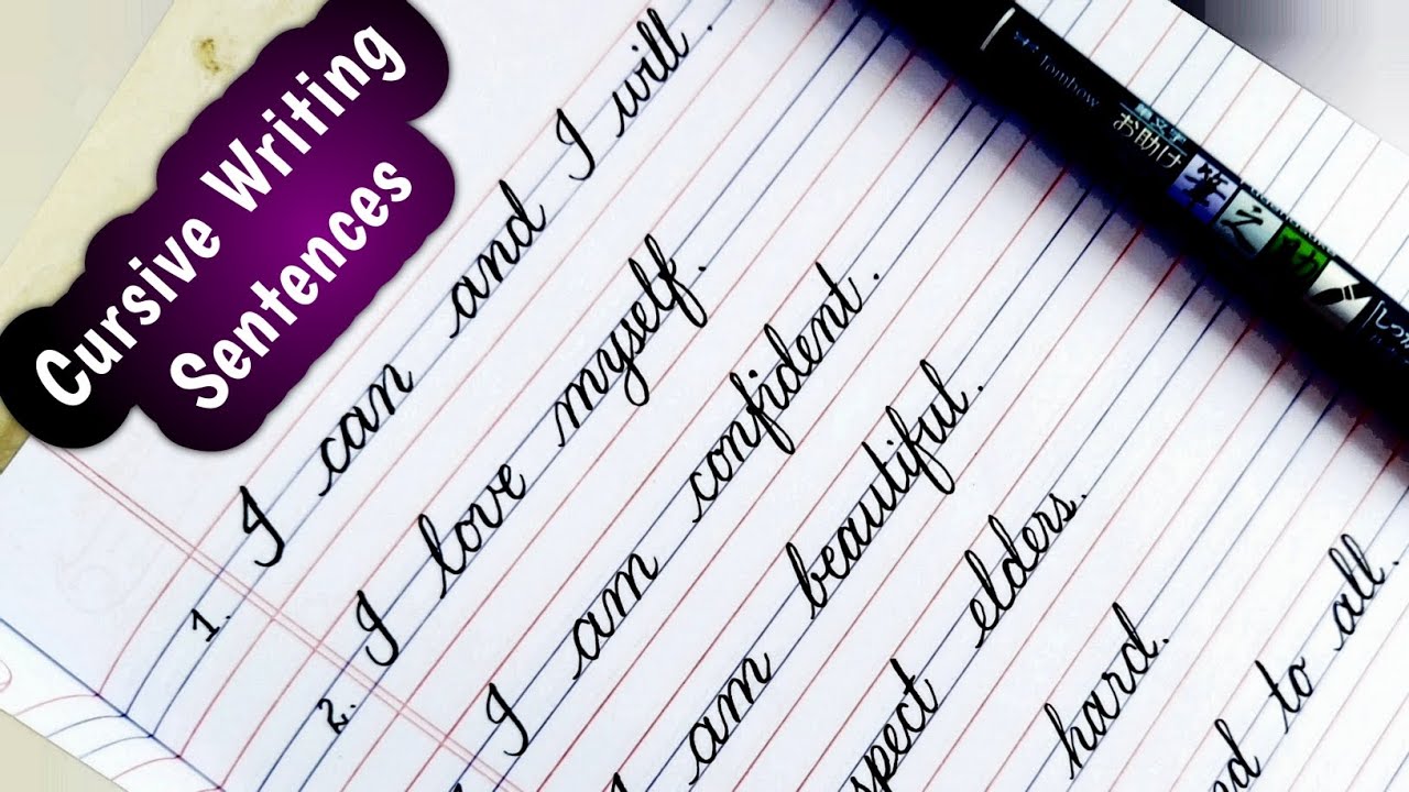 cursive writing sentences || how to improve handwriting || neat and ...