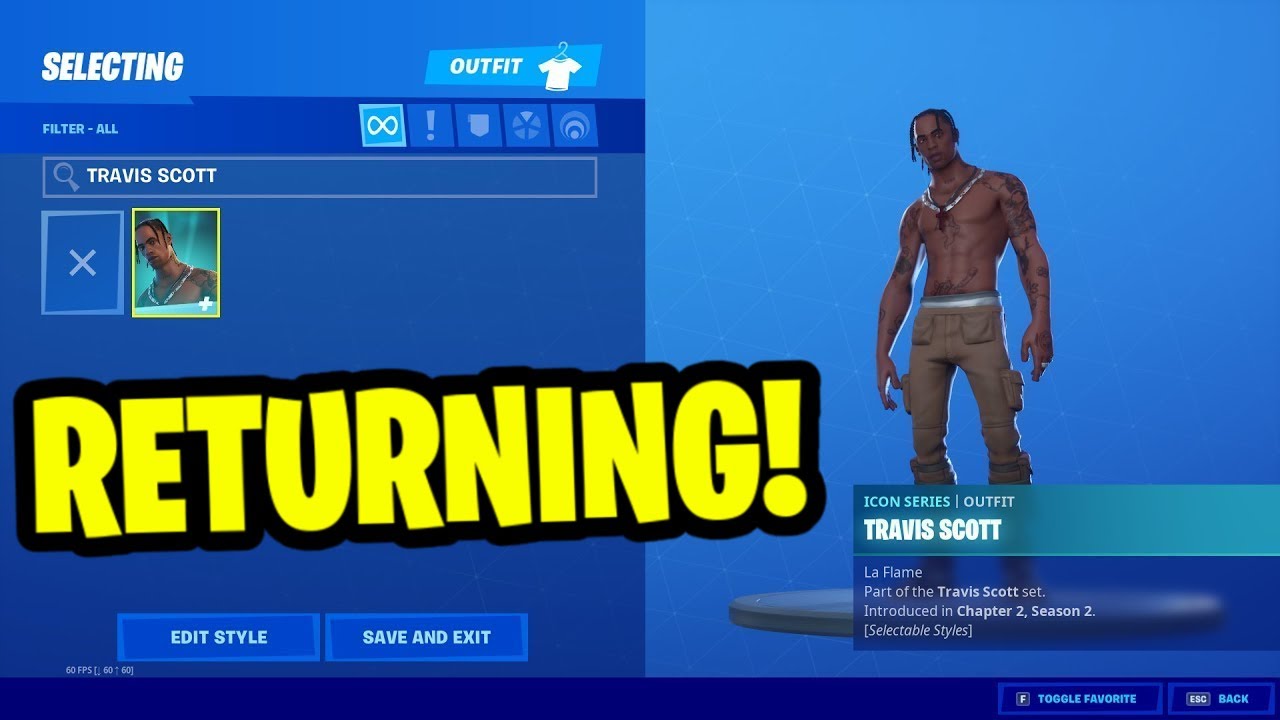 TRAVIS SCOTT SKIN RETURN RELEASE DATE in Fortnite Item Shop! (Travis Scott Skin Coming Back ...