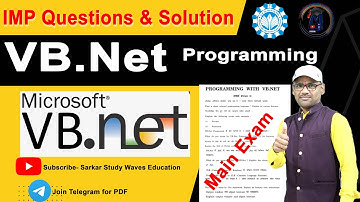 Exam 2023- Important Questions & Solution- Programming with VB.Net | PGDCA First Semester By Arvind