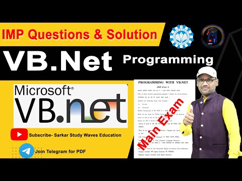 Exam 2023- Important Questions & Solution- Programming with VB.Net | PGDCA First Semester By Arvind