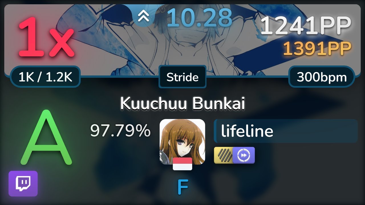 🔴 10.3⭐ lifeline | Three - Kuuchuu Bunkai (Pandemic ver.) [Stride] +HDDT 97.79% | 1241pp 1❌ - osu!