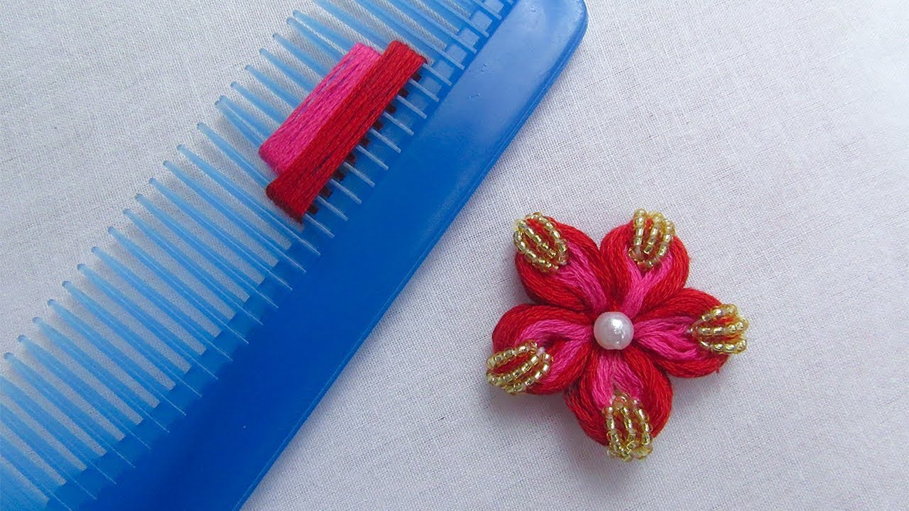 Hand Embroidery Amazing Trick, Easy Flower Embroidery Trick with Hair Comb