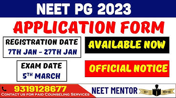 NEET PG 2023 🔥 Application form is released registration to start from 7 Jan 🔥 Information bulletin