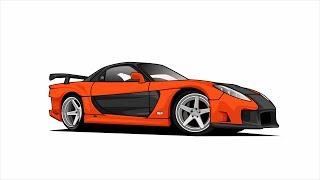Car Illustration With Coreldraw | Time Lapse (RX7 Veilside)